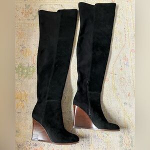 Vince Camuto over the knee side wedge boots in black size 6